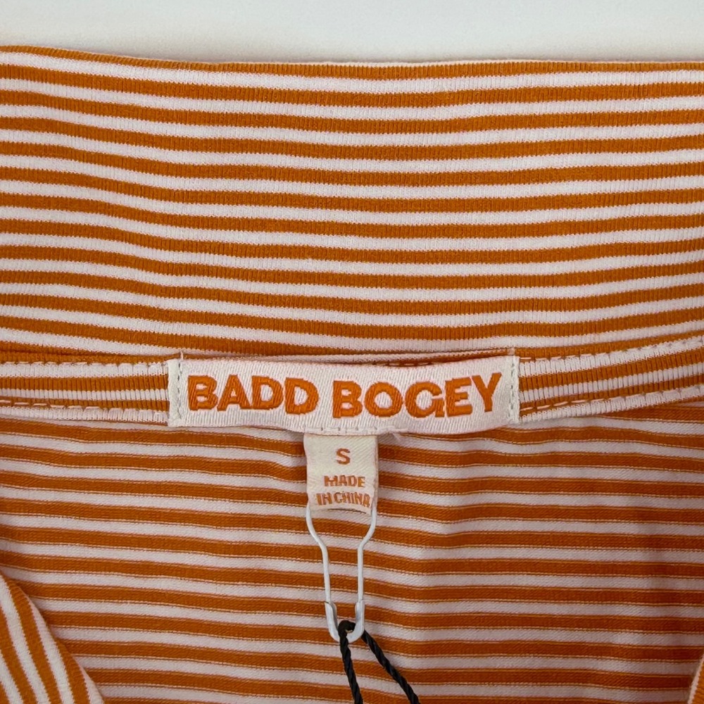 Badd‎ Bogey Marmalade Stripe Polo Shirt Men Small Orange White Pima Cotton NWT - Picture 2 of 8